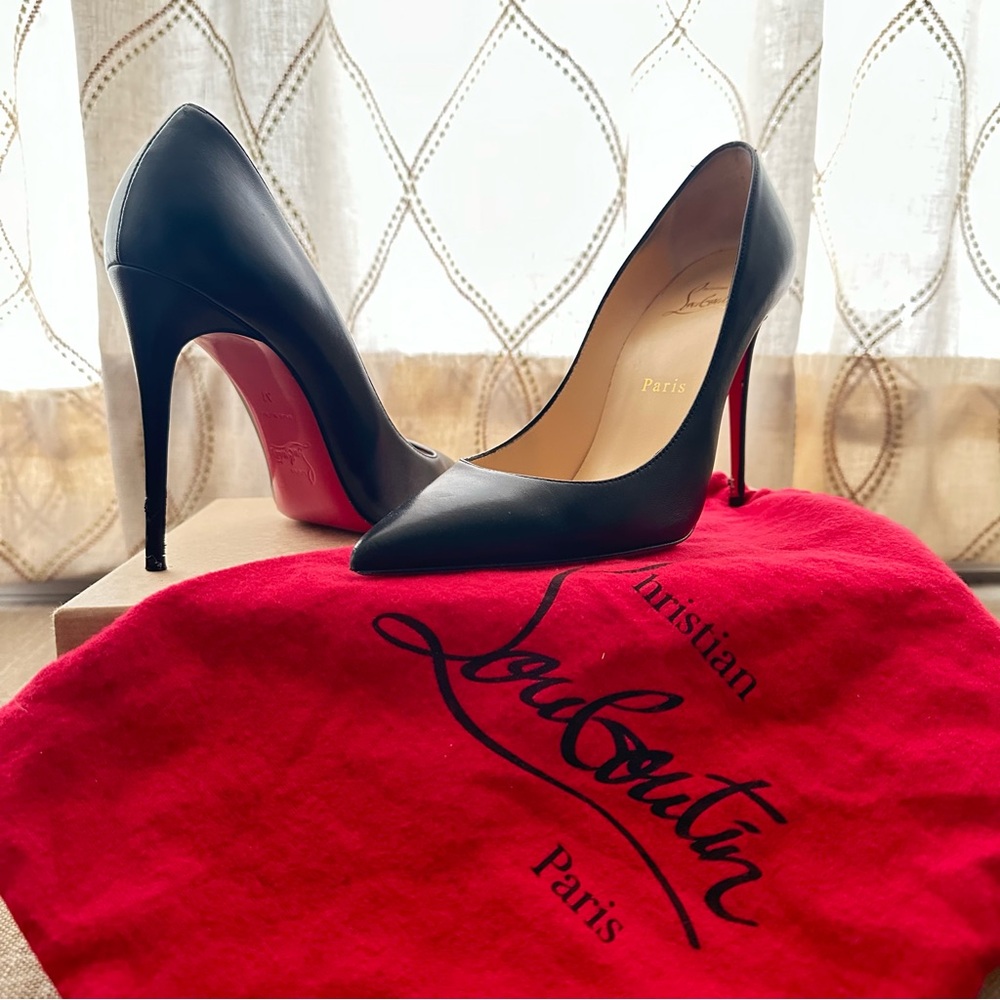 CHRISTIAN LOUBOUTIN Kate 100 Black Nappa Heels - Picture 2 of 12